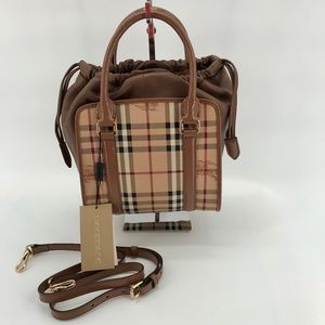 Burberry Haymarket Patent Panels Small Dinton Tote